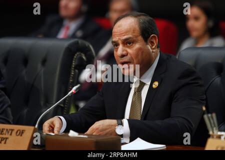 (190224) -- SHARM EL-SHEIKH (ÉGYPTE), le 24 février 2019 -- le président égyptien Abdel-Fattah al-Sisi assiste au premier sommet Ligue des États arabes (LAS)-UE à Charm el-Sheikh, Égypte, le 24 février 2019. Le premier sommet de la Ligue de LAS-UE a débuté dimanche à Charm el-Cheikh, ville balnéaire égyptienne de la mer Rouge, avec la participation de plus de 50 pays européens et arabes. ÉGYPTE-SHARM EL-SHEIKH-LAS-EU SOMMET AHMEDXGOMAA PUBLICATIONXNOTXINXCHN Banque D'Images