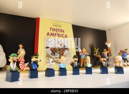 (190226) -- SHANGHAI, 26 février 2019 (Xinhua) -- une photo prise le 26 février 2019 montre des produits Tintin exposés dans un magasin Tintin à Shanghai dans l'est de la Chine. La série de bandes dessinées belge les aventures de Tintin, a ouvert sa première boutique à thème phare à Shanghai la semaine dernière. Situé dans le centre de Shanghai, le magasin vend plus de 1 000 produits autour de la figure emblématique dans plus de 50 catégories. (Xinhua/Ding Ting) CHINA-SHANGHAI-TINTIN SHOP (CN) PUBLICATIONxNOTxINxCHN Banque D'Images