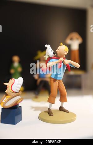 (190226) -- SHANGHAI, 26 février 2019 (Xinhua) -- une photo prise le 26 février 2019 montre des produits Tintin exposés dans un magasin Tintin à Shanghai dans l'est de la Chine. La série de bandes dessinées belge les aventures de Tintin, a ouvert sa première boutique à thème phare à Shanghai la semaine dernière. Situé dans le centre de Shanghai, le magasin vend plus de 1 000 produits autour de la figure emblématique dans plus de 50 catégories. (Xinhua/Ding Ting) CHINA-SHANGHAI-TINTIN SHOP (CN) PUBLICATIONxNOTxINxCHN Banque D'Images