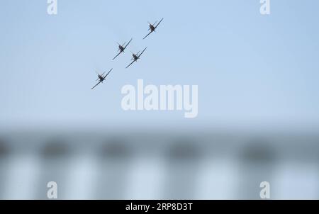 (190228) -- MELBOURNE, le 28 février 2019 -- l'équipe de voltige de la Royal Australian Air Force roulettes se produit lors du salon aéronautique international australien et de l'exposition aérospatiale et défense à l'aéroport d'Avalon, Melbourne, le 28 février 2019.) AUSTRALIA-MELBOURNE-AIRSHOW BaixXuefei PUBLICATIONxNOTxINxCHN Banque D'Images