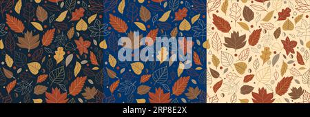 Vector Seamless modèle avec des feuilles et des fleurs dans des couleurs confortables. Fond pour scrapbooking, couvertures de textile ou de livre, papiers peints, design, art graphique Illustration de Vecteur