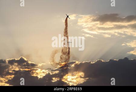 (190301) -- MELBOURNE, le 1 mars 2019 -- des avions se produisent lors du salon aéronautique international australien et de l'exposition aérospatiale et défense à l'aéroport d'Avalon, Melbourne, le 1 mars 2019.) AUSTRALIA-MELBOURNE-AIR SHOW BaixXuefei PUBLICATIONxNOTxINxCHN Banque D'Images