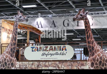 (190306) -- BERLIN, 6 mars 2019 (Xinhua) -- une photo prise le 6 mars 2019 montre une partie du stand de Tanzanie lors du salon ITB Berlin Travel à Berlin, capitale de l'Allemagne. Le salon ITB Berlin Travel a débuté ici mercredi, attirant environ 10 000 exposants dans le monde entier. Dès mercredi, les trois premiers jours du salon sont réservés aux visiteurs professionnels tandis que les particuliers peuvent visiter l’ITB le samedi et le dimanche. (Xinhua/Shan Yuqi) ALLEMAGNE-BERLIN-2019 ITB BERLIN-OUVERTURE PUBLICATIONxNOTxINxCHN Banque D'Images