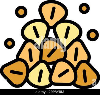 Vecteur de contour d'icône de pile de sarrasin. Tige de fleur. Couleur organique nature plat Illustration de Vecteur