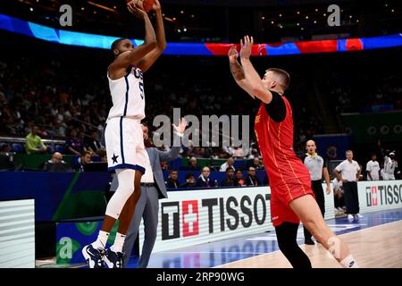 Asia Arena, Manille, Philippines. 1 septembre 2023. Mikal Bridges (USA), 1 SEPTEMBRE 2023 - basket-ball - coupe du monde FIBA 2023 - deuxième tour - Groupe J entre les USA - Monténégro au Mall of Asia Arena, Manille, Philippines. Crédit : SportsPressJP/AFLO/Alamy Live News Banque D'Images