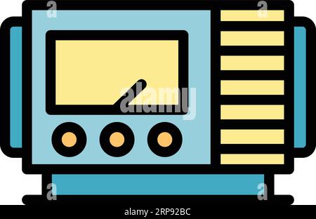 Vecteur de contour d'icône de générateur de papeterie. Énergie électrique. Équipement mobile couleur plat Illustration de Vecteur