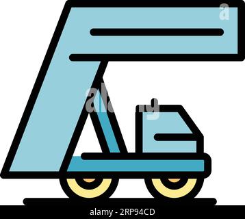 Vecteur de contour d'icône d'escalier d'avion d'affaires. Aller à l'aéroport. Vol tourisme couleur plat Illustration de Vecteur
