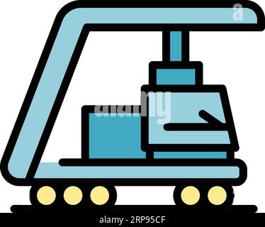 Vecteur de contour d'icône d'escalier d'avion de véhicule. Vol touristique. Escalier d'air couleur plat Illustration de Vecteur