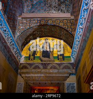 Mosaïque vestibule à Sainte-Sophie. Ancienne église orthodoxe grecque. Istanbul, Turquie Banque D'Images