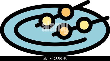 Vecteur de contour d'icône de bâton de fondue. Nourriture au fromage. Couleur de cuisson de vache plat Illustration de Vecteur