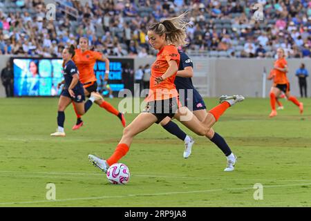 San Diego, Californie, États-Unis. 03 septembre 2023. Ryan Gareis (21), attaquant de Houston Dash, lors d'un match de football NWSL entre Houston Dash et le San Diego Wave FC au Snapdragon Stadium de San Diego, en Californie. Justin Fine/CSM/Alamy Live News Banque D'Images