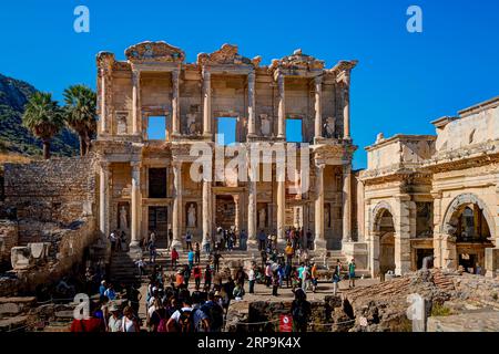 Bibliothèque de Celsus. Ephèse antique. Izmir, Turquie Banque D'Images