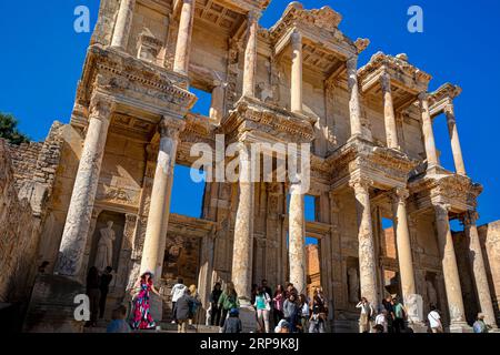 Bibliothèque de Celsus. Ephèse antique. Izmir, Turquie Banque D'Images