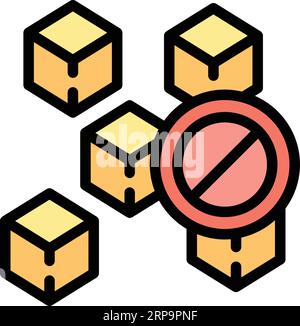 Aucun vecteur de contour d'icône de cubes de sucre. Régime paléo. Plat de couleur alimentaire gratuite Illustration de Vecteur