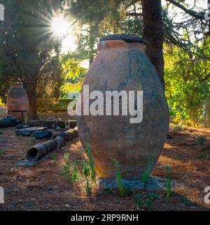 Jardin Pithos dans la ville antique de Troie. Tevfikiye, Turquie Banque D'Images