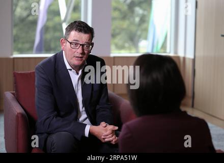 (190425) -- MELBOURNE, le 25 avril 2019 -- Daniel Andrews, premier ministre de l'État australien de Victoria, s'exprime dans une interview accordée à Xinhua à Melbourne, en Australie, le 24 avril 2019. TO GO WITH Interview : Belt and Road forum permet une coopération plus large : AUSTRALIAN State Premier ) AUSTRALIA-MELBOURNE-INTERVIEW BaixXuefei PUBLICATIONxNOTxINxCHN Banque D'Images