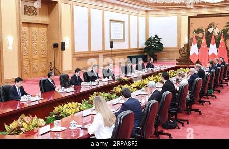 (190429) -- PÉKIN, le 29 avril 2019 -- le président chinois Xi Jinping s'entretient avec le président de la Confédération suisse Ueli Maurer au Grand Hall du peuple à Pékin, capitale de la Chine, le 29 avril 2019.) CHINA-BEIJING-XI JINPING-SWITZERLAND-TALKS (CN) XIEXHUANCHI PUBLICATIONXNOTXINXCHN Banque D'Images