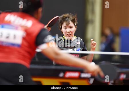 PyeongChang, République de Corée. 4 septembre 2023. MIU Hirano (JPN) tennis de table : Championnat d'Asie de tennis de table match d'équipe féminin 2023 entre le Japon et l'Inde au Pyeongchang Dome à Pyeongchang, République de Corée . Crédit : Itaru Chiba/AFLO/Alamy Live News Banque D'Images