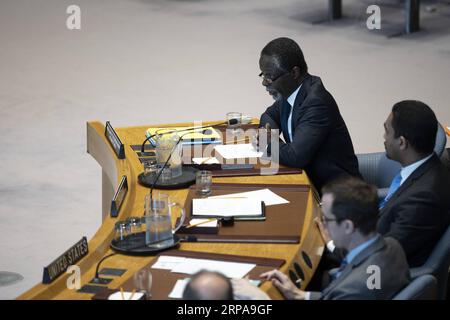 (190430) -- NATIONS UNIES, 30 avril 2019 -- parfait Onanga-Anyanga (arrière), envoyé spécial du Secrétaire général des Nations Unies pour la Corne de l'Afrique, informe une réunion du Conseil de sécurité des Nations Unies sur la situation au Soudan et au Soudan du Sud, y compris la situation à Abyei, au siège des Nations Unies à New York, le 30 avril 2019. ) RÉUNION DU CONSEIL DE SÉCURITÉ-SOUDAN ET SOUDAN DU SUD-ABYEI LIXMUZI PUBLICATIONXNOTXINXCHN Banque D'Images