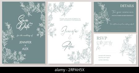 Invitation à un mariage élégant, enregistrez le modèle de date Illustration de Vecteur