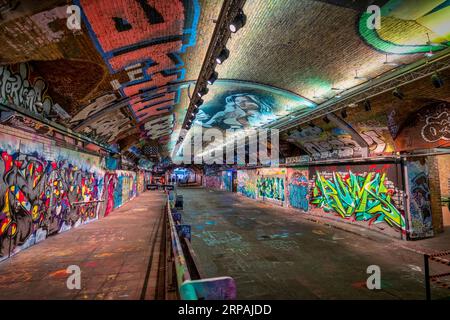 Leake Street, Graffiti tunnel, Wall Art - Londres Royaume-Uni Banque D'Images