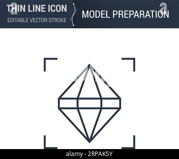Symbole de la préparation du modèle icône ligne mince de l'ensemble d'impression et de modélisation 3D. Pictogramme de trait graphique adapté aux infographies. Contour vectoriel modifiable Illustration de Vecteur