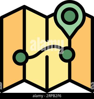 Carte d'emplacement du vecteur de contour d'icône de camp. Sport de football. Couleur de jeu de sport plat Illustration de Vecteur