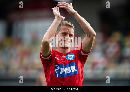 Silkeborg, Danemark. 03 septembre 2023. Kasper Kusk (7) de Silkeborg IF vu après le 3F Superliga match entre Silkeborg IF et Hvidovre IF au JYSK Park à Silkeborg. (Crédit photo : Gonzales photo/Alamy Live News Banque D'Images