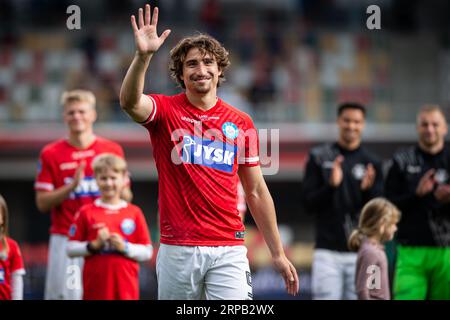 Silkeborg, Danemark. 03 septembre 2023. Alexander Lind (9) de Silkeborg IF vu après le 3F Superliga match entre Silkeborg IF et Hvidovre IF au JYSK Park à Silkeborg. (Crédit photo : Gonzales photo/Alamy Live News Banque D'Images