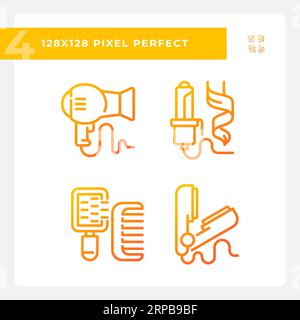 Jeu d'icônes de soins capillaires 2D pixel Perfect Illustration de Vecteur