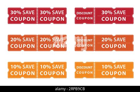 Réduction de coupon économisez jusqu'à 30, 20 et 10 % Illustration de Vecteur