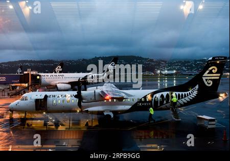 (190602) -- WELLINGTON, 2 juin 2019 (Xinhua) -- une photo prise le 30 octobre 2018 montre des avions d'Air New Zealand à l'aéroport Wellington, à Wellington, en Nouvelle-Zélande. Un avion d'Air New Zealand de Palmerston North à Christchurch a été forcé de revenir le 1 juin 2019 après avoir été frappé par la foudre. L'incident a eu lieu moins de 12 heures après qu'un autre vol d'Air New Zealand d'Auckland à Tahiti a été frappé par la foudre environ 10 minutes après son décollage vendredi soir, ont rapporté les médias locaux. (Xinhua/Guo Lei) NOUVELLE-ZÉLANDE-WELLINGTON-FOUDRE-VOL RETOUR PUBLICATIONxNOTxINxCHN Banque D'Images