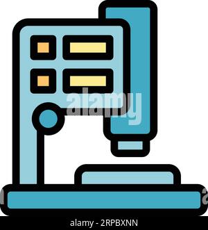 Vecteur de contour d'icône d'enzymes sous microscope. Vitamine à chaîne. Aminopeptide couleur plate Illustration de Vecteur