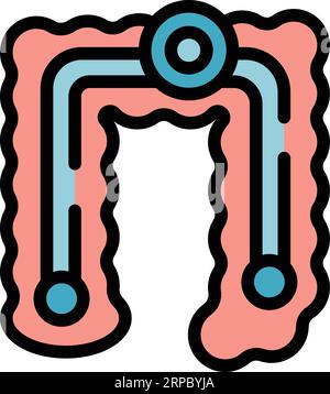 Vecteur de contour d'icône d'enzymes internes. Peptide aminé. Couleur de chaîne de structure plate Illustration de Vecteur