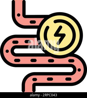 Vecteur de contour d'icône d'enzymes intestinales. Chaîne de structure. Aminopeptide couleur plate Illustration de Vecteur