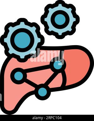 Vecteur de contour d'icône de peptide de chaine. Ozone chimique. Molecule acid Color plat Illustration de Vecteur