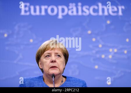 Actualités Themen der Woche KW25 Actualités Bilder des Tages 190621 -- BRUXELLES, le 21 juin 2019 Xinhua -- la chancelière allemande Angela Merkel assiste à une conférence de presse après le sommet d'été de l'UE à Bruxelles, Belgique, le 21 juin 2019. Xinhua/Zhang Cheng BELGIQUE-BRUXELLES-UE-SUMMIT PUBLICATIONxNOTxINxCHN Banque D'Images