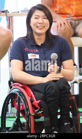 Tokyo, Japon. 4 septembre 2023. Le médaillé d’or paralympique Momoka Muraoka assiste à la cérémonie d’ouverture du Marunouchi Sports Fes 2023 à Tokyo le lundi 4 septembre 2023. (Photo de Yoshio Tsunoda/AFLO) Banque D'Images