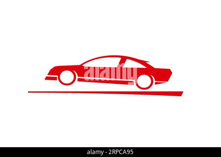 voiture sport personnalisée, logo rouge sur blanc Illustration de Vecteur