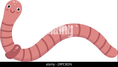 Personnage de ver de dessin animé. Mascotte animale Happy face Illustration de Vecteur