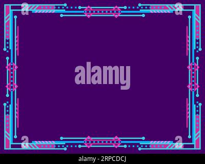 Cadre cyberpunk. Frontière linéaire dans le style futuriste cyberpunk et réalité virtuelle. Cadre avec lieu pour le texte. Concevez un modèle pour les invitations, leafle Illustration de Vecteur