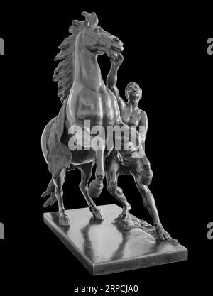 Statue de l'homme et du cheval isolé avec chemin de détourage Banque D'Images