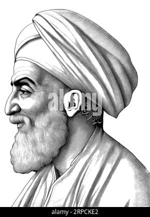 Al-Khwarizmi (790 - 850) Portrait Illustration de Vecteur