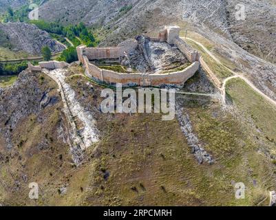 Osma province de Soria, vue aérienne de Castillo Fortaleza. Espagne Banque D'Images