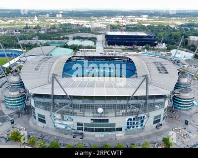MANCHESTER, ROYAUME-UNI. 2 septembre 2023. Vue aérienne de l'ETIHAD STADIUM avant le match de Premier League à l'ETIHAD STADIUM, MANCHESTER. Le crédit photo devrait être : Gary Oakley/Sportimage crédit : Sportimage Ltd/Alamy Live News Banque D'Images