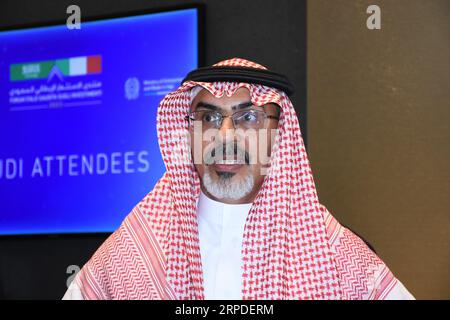 Milan, . 04 septembre 2023. Milan, Italie LForum Italo Saudi Investment 2023 organisé par le ministère des Affaires et Made in Italy avec la participation de Adolfo Urso Ministre des Affaires et Made in Italy avec Khalid Al Falih Ministère de l'investissement Saudi sur la photo : Adel AlShemmari crédit : Agence photo indépendante / Alamy Live News Banque D'Images
