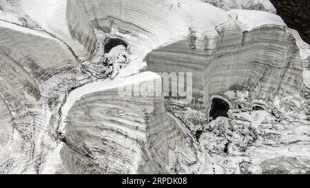 (190806) -- NGARI, 6 août 2019 -- une photo aérienne prise le 4 août 2019 montre le paysage d'une partie d'un glacier dans le comté de Rutog de la préfecture de Ngari, dans la région autonome du Tibet du sud-ouest de la Chine. Jigme Dorje) CHINA-TIBET-GLACIER-SCENERY(CN) JinxMeiduoji PUBLICATIONxNOTxINxCHN Banque D'Images