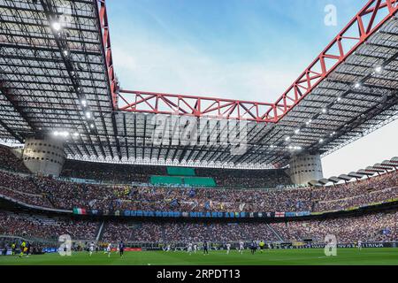 Milan, Italie. 03 septembre 2023. Vue intérieure du stade pendant le match de football Serie A 2023/24 entre le FC Internazionale et ACF Fiorentina au stade Giuseppe Meazza. (Scores finaux ; Inter 4 | 0 Fiorentina). (Photo de Fabrizio Carabelli/SOPA Images/Sipa USA) crédit : SIPA USA/Alamy Live News Banque D'Images