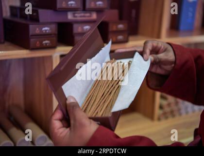 (190811) -- RANGTANG, 11 août 2019 -- une photo prise le 10 août 2019 montre de l'encens tibétain traditionnel dans le comté de Rangtang, dans la province du Sichuan du sud-ouest de la Chine, le 10 août 2019.) CHINE-SICHUAN-RANGTANG-ENCENS (CN) ZhangxChaoqun PUBLICATIONxNOTxINxCHN Banque D'Images