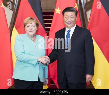 Bilder des Jahres 2019, Actualités 09 septembre Actualités Themen der Woche kW 36 Actualités Bilder des Tages 190906 -- BEIJING, le 6 septembre 2019 -- le président chinois Xi Jinping rencontre la chancelière allemande Angela Merkel à Beijing, capitale de la Chine, le 6 septembre 2019. CHINE-PÉKIN-XI JINPING-ALLEMAGNE-MERKEL-MEETINGCN HUANGXJINGWEN PUBLICATIONXNOTXINXCHN Banque D'Images